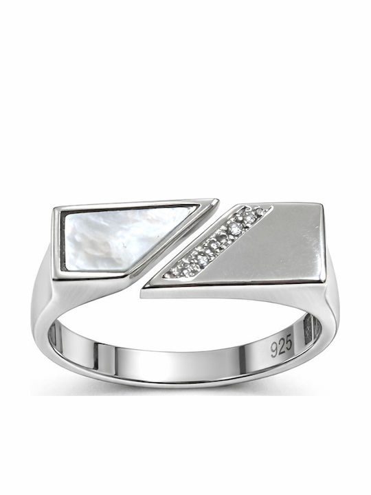 Ring with Zircon made of Silver Gold Plated