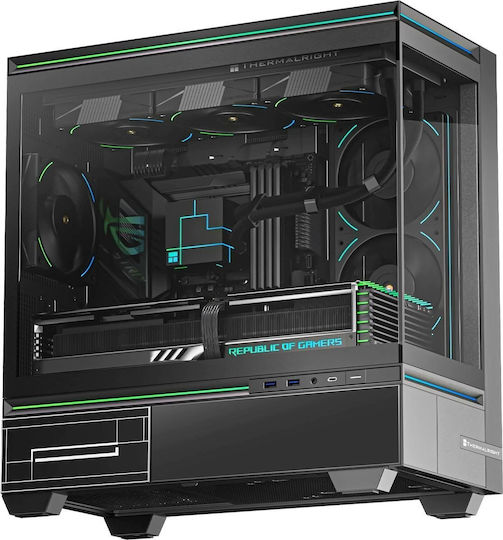 Thermalright TL-M10 Vision Геймърско бюро Micro Tower Компютърна кутия със страничен прозорец и ARGB осветление Черен