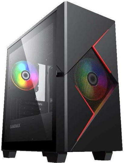 GameMax Cyclops Gaming Micro Tower Κουτί Υπολογιστή με Πλαϊνό Παράθυρο και ARGB Φωτισμό Μαύρο