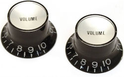 Knob Bell Reflector Volume Black Chrome Us Pots Pair 2
