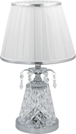 Keskor Metal Table Lamp for Socket E27 with Silver Shade and Base
