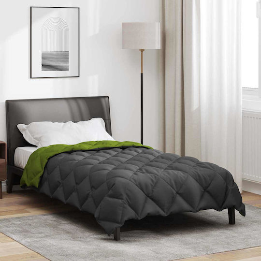 vidaXL Duvet Cover Single 140x200 Green, Anthracite