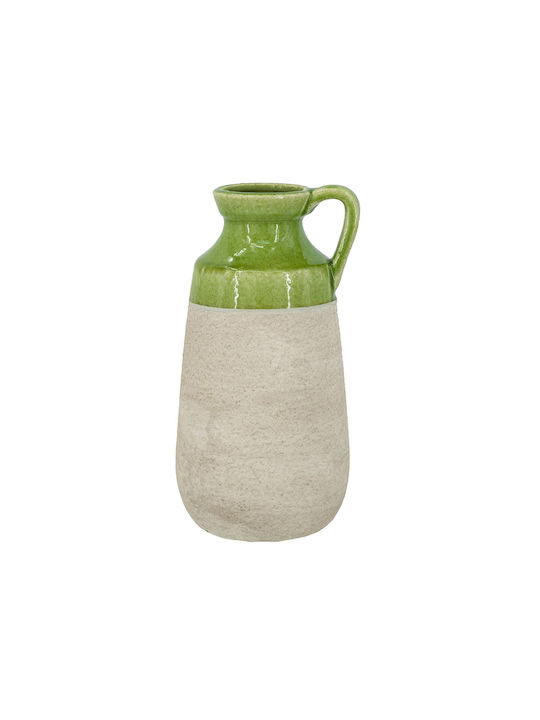Artekko Candia Vază Ceramică Verde Bej 15.5x14.5x30 Cm
