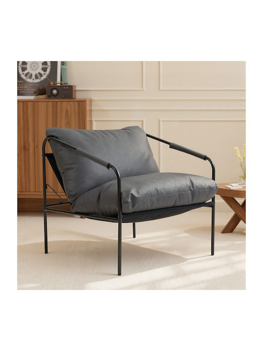 HomCom Polstersessel aus Künstliches Leder Dunkelgrau 74.5x75x77cm