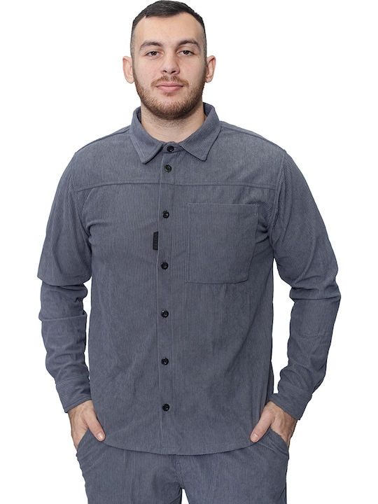 Μακρυμάνικo Κοτλέ Overshirt Silver Grey