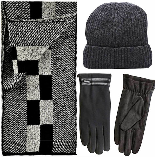 Set with Beanie Knitted in Black color