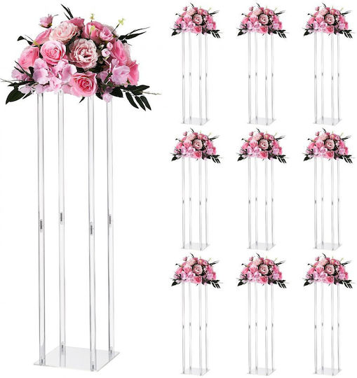 Vevor Wedding Flower Base 10 Pieces Flower Base Column 80cm Acrylic Laminate Cylindrical Cubic Flower Display Base Wedding Party Birthday Home Centerpiece Bases