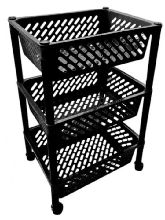 Nektarplast Plastic Kitchen Trolley 3 Tiers Bla...