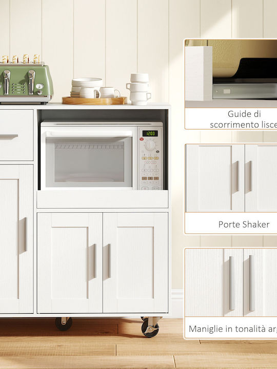 HomCom Wooden White Kitchen Rack with 2 Cabinets Drawer 80x40x88.7cm