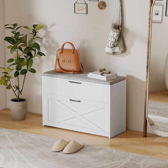 Fabric Shoe Organizer White 80x30x55cm