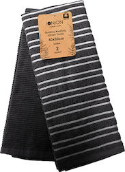 Ionion Towel from 100% Cotton in Black Color 40x60cm 2pcs