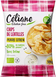 Celiane Kartoffelchips Rote Linsen Geschmack Zitrone Pfeffer Bio Glutenfrei 50g