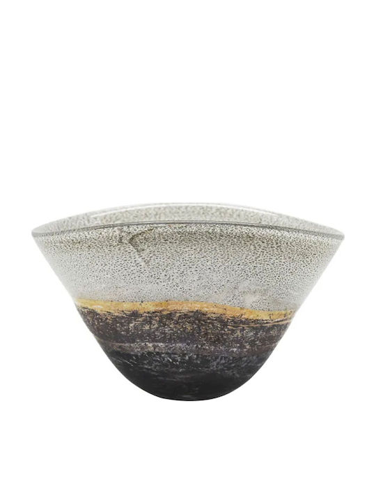 Bowl Blown Glass Oval Beige Honey Grey 37x27x19cm 15-70061 Marhome