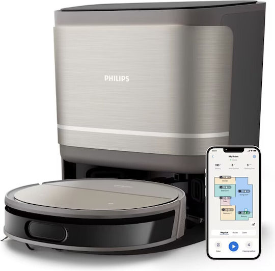 Philips HomeRun 9000 Series Прахосмукачка Робот с Лазерно Картографиране и Всмукателна Мощност 8000Pa Сребрист