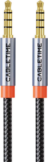 Cabletime Καλώδιο Ήχου 3.5mm male - 3.5mm male Μαύρο 1m με Επίχρυσους Ακροδέκτες CT-AM35M-AG1