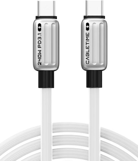 Cabletime USB 2.0 Cable USB-C male - USB-C 240W PD Λευκό 2m CT-CM240-ZSW2