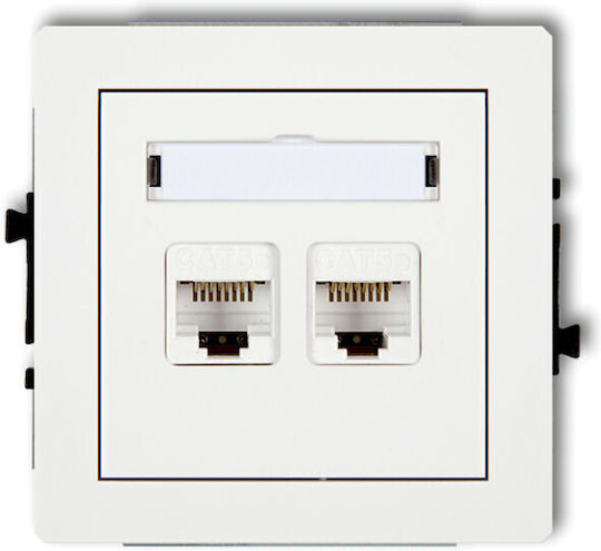 Mecanism Priză Dublă de Rețea Computer 2xRJ45 Cat 5e 8-Pin Alb Mat 25dgk-2