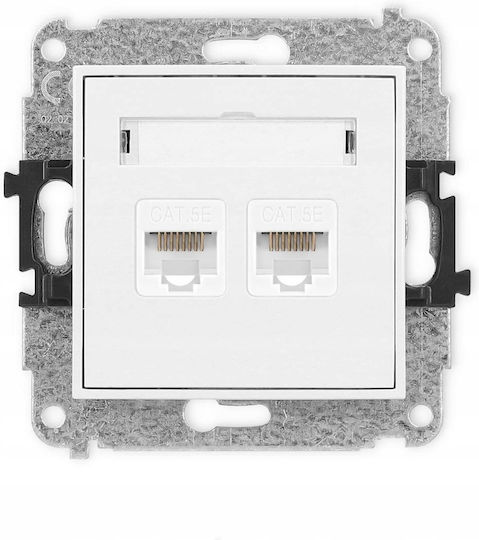 Mecanism Dublu Priză de Rețea Computer 2xRJ45 Cat 5e 8-Pin Alb Igk-2