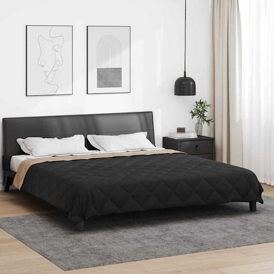 vidaXL Duvet Cover Double 200x200 Black, Tan