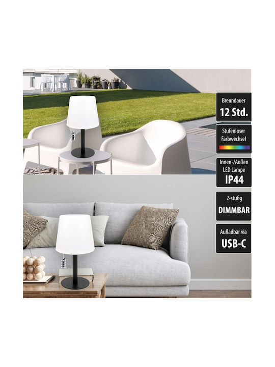 Addliving 3236 Tischlampe LED mit Schirm und Schwarz Basis