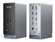 Cabletime USB-C Docking Station mit HDMI/DisplayPort 4K PD Ethernet und Verbindung 3 Monitore Gray (CT-DK181-AG)