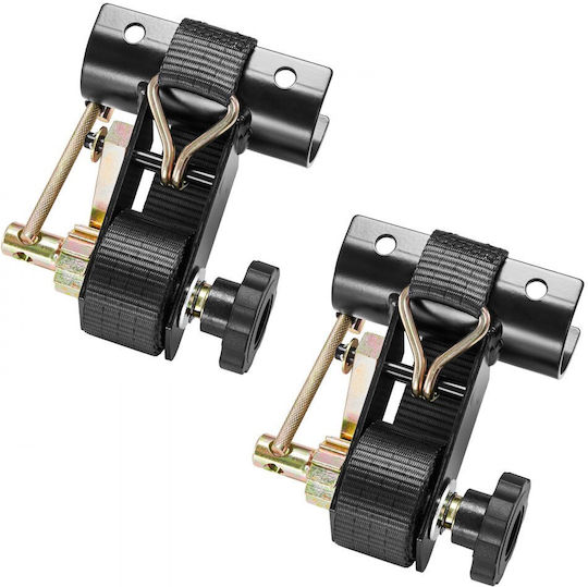 Vevor Ratchet Straps Ladder Base Round Tube 47.6-50.8 Mm Black Width 38 Mm x Length 2.25 M Black Ladder Straps Double J-hooks Heavy Duty Load 226.8 Kg Cargo Tie Down Strap Buckle 2 Pieces