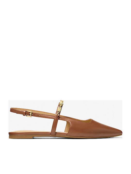 Michael Kors Leather Slingback Ballerinas Flex With strap Tabac Brown