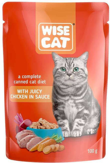 Wise Cat Wet Food for Adult Cats in Pouches with Chicken and Meat 5x100gr