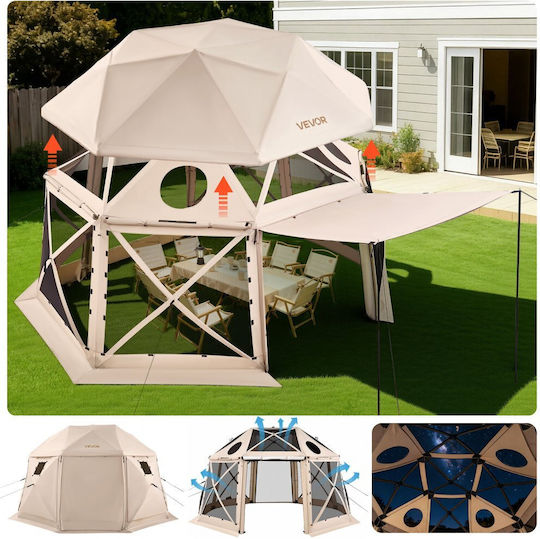 Vevor Camping Tent Beige 3 Seasons For 15 People 457x457cm
