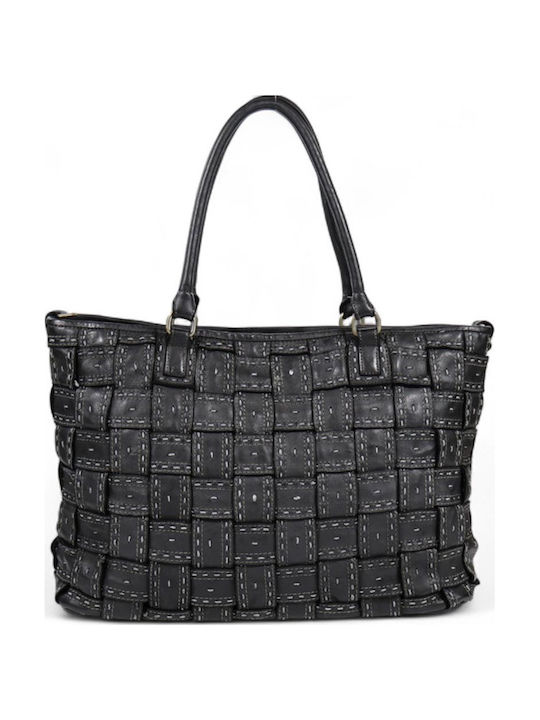 Leder Damenhandtasche Schulter / Handtasche Schwarz