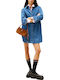 Rochie Cămașă Mini Denim Albastră