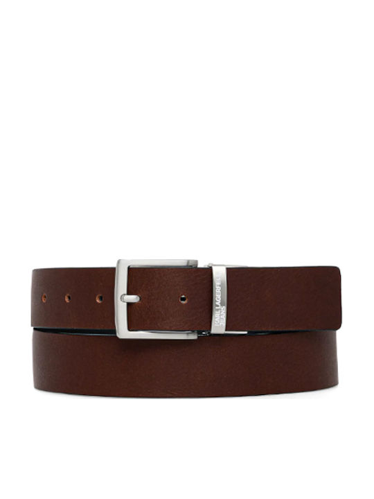Karl Lagerfeld Men's Belt Leather Double Sided Brown