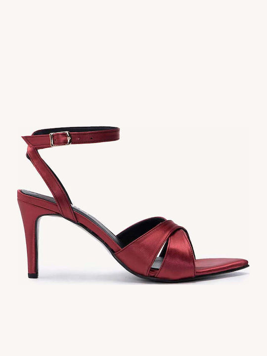 Bordeaux Damen Satin Sandalen Dünne Riemen