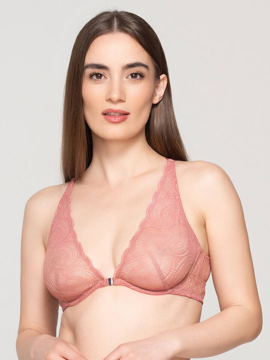 Luna Triangle Triangle Bra without Padding Salmon