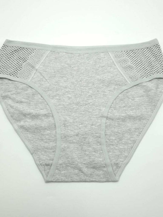 Power Flower Cotton Women's Briefs Gray
