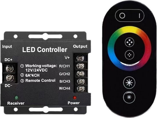 Vencore 6613-10009 Rgbw Controller 12-24v 216-432w Rf Remote Ασύρματο Controller Rgbw Rf Χειριστήριο 12 Volt 216 Watt & 24 Volt 432 Watt Μέγιστο Φορτίο 6613-10009