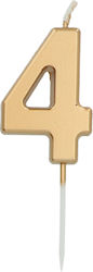 Cake Candle Number 4 Gold 5 Cm