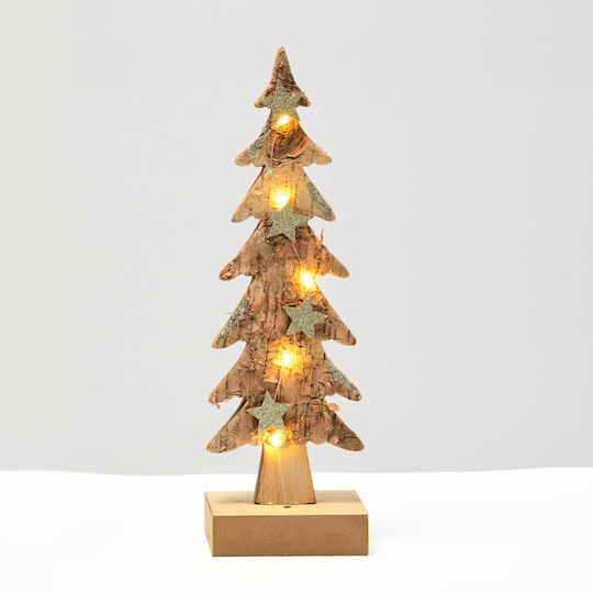 “wooden Xmas Tree Light” Kαφε Δεντρο-μικρο 5 Led Λαμπακ Μπαταρ 2xaaa Θερμο Λευκο Ip20 9.5x6x31cm
