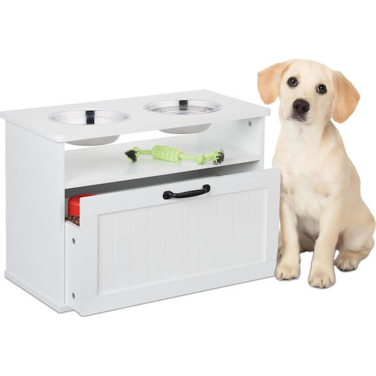Relaxdays Stainless Steel Feeder in White Color