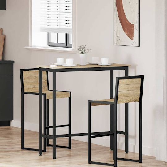 Sonoma Square Wooden Bar Table with Brown Metal Frame 100x40x100.5cm