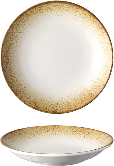 Lukanda Teller Suppe aus Porzellan Gelb mit Durchmesser 24cm