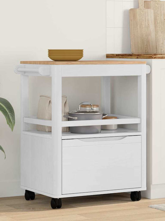 vidaXL Ραφιέρα Κουζίνας Ξύλινη 3 Θέσεων Λευκή 72.5x45x80cm