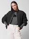 Μακρύ Γυναικείο Bomber Jacket Μαύρο