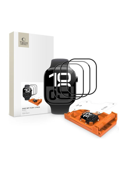 Tech-Protect Flex+ Tempered Glass pentru Apple Watch 40mm 3buc Negru