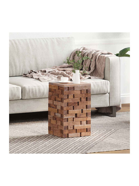 Square Side Table Made of Solid Wood Beige 29x29x48 cm