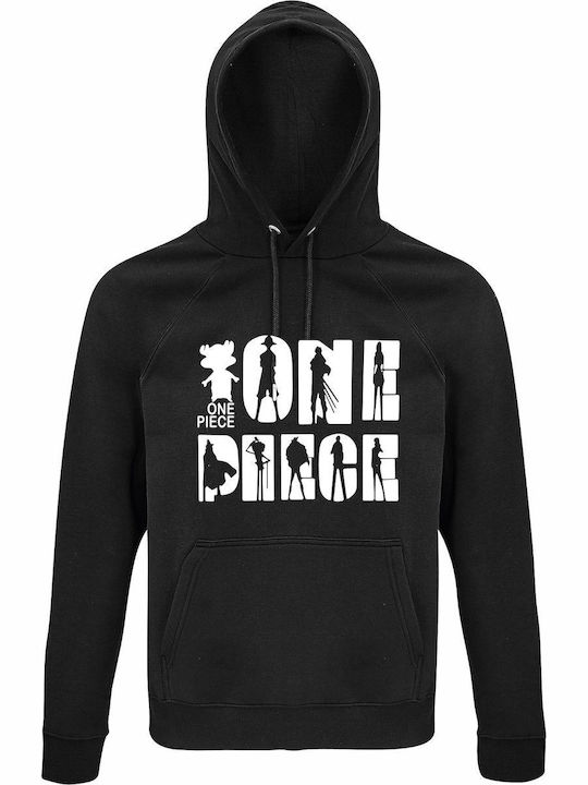 Hoodie Unisex Organic " One Piece Design Characters Anime " Black