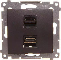 Kontakt-Simon HDMI Socket Simon 54 Double Anthracite Dghdmi2.01/48