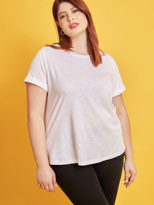 Bluza Damă Bumbac Mâneci Scurte Albă