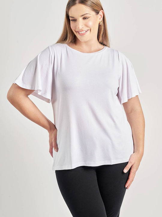Bluza Damă Mâneci Scurte Albă