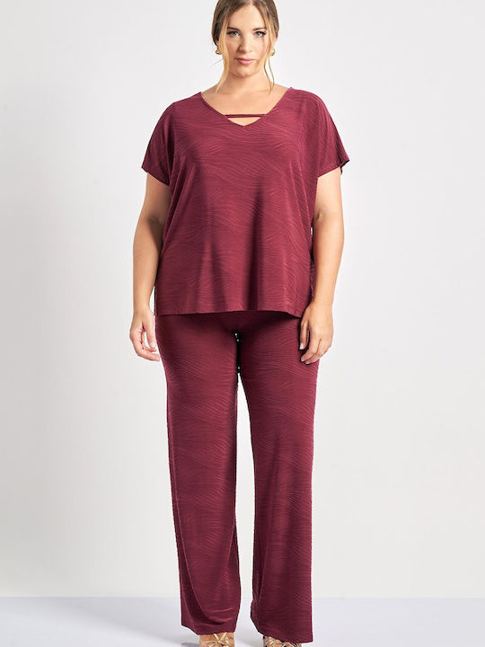 Femei Din material textil Pantaloni cu elastic cu Croială Dreaptă Roșie